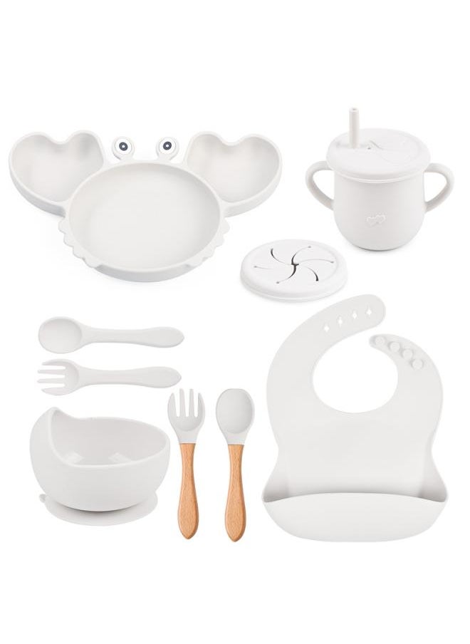 Baby Dinner Plate Baby Supplementary Dinner Plate Children's Tableware Set Three-plot Crab Silicone Dinner Plate Set
