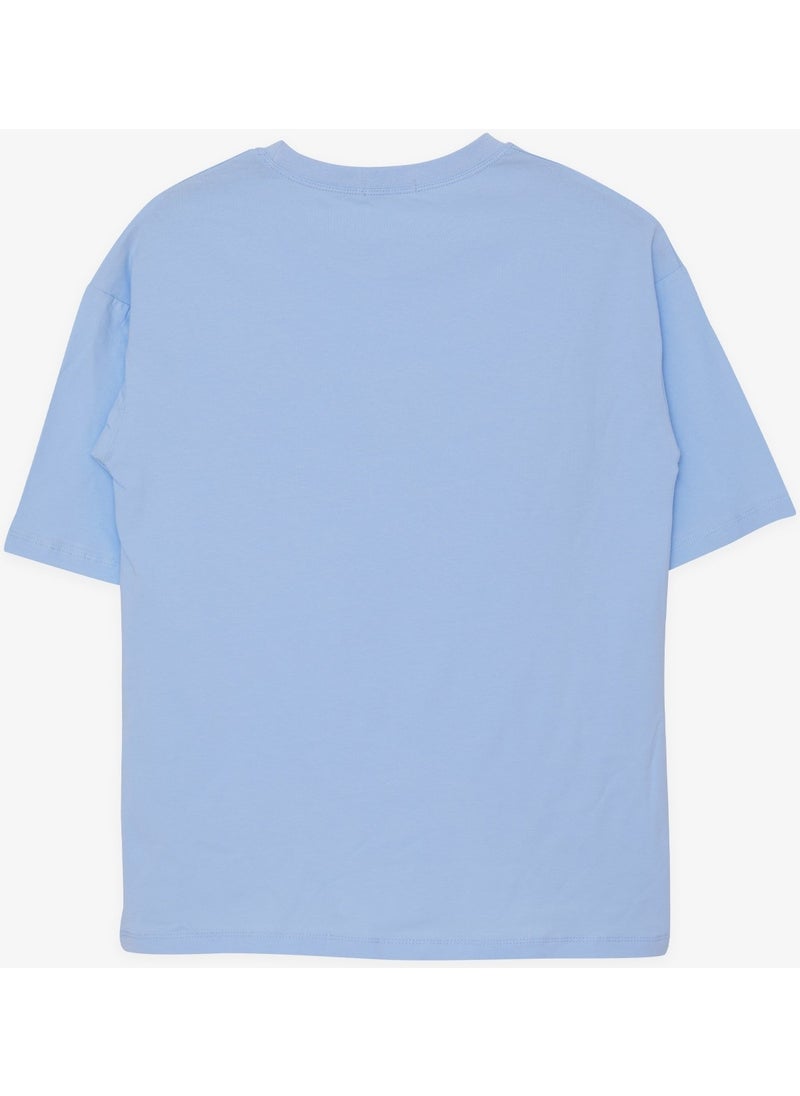 Boy's T-Shirt Colorful Shoes Printed Age 9-16, Light Blue