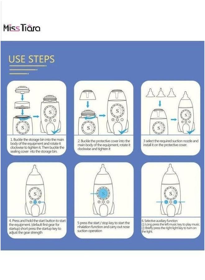 Rechargeable Automatic Electric Baby Nasal Aspirator-Nasal Mucus Remover for Kids With Music And Light Soothing Function