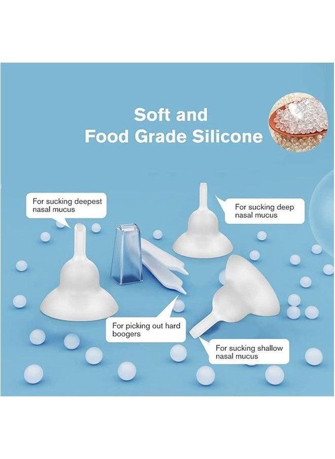 Baby Nasal Aspirator,Electric Nose Sucker with Adjustable 3 Levels Suction,3 Silicone Tips,Rechargeable Booger for Babies Colorful Light Soothing Function and Lullaby