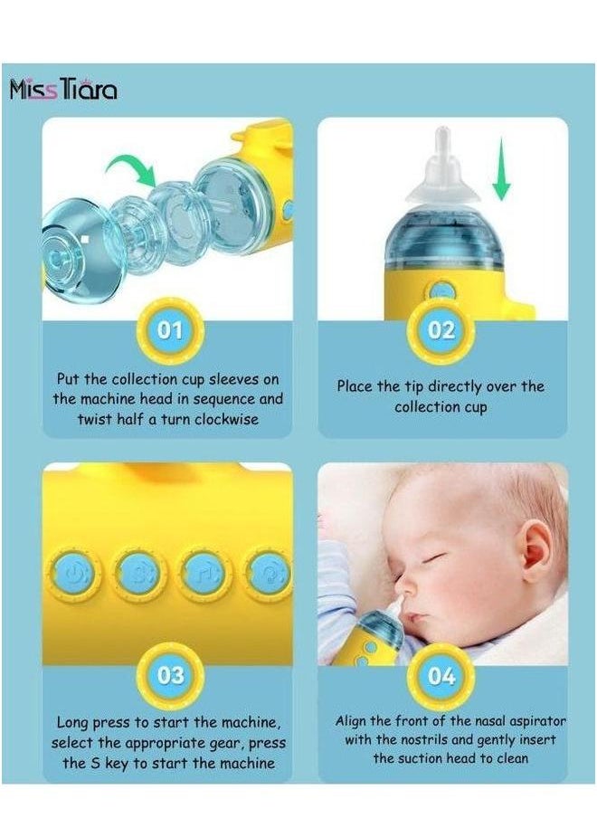 Baby Nasal Aspirator, baby electric nasal aspirator, Healthycare Tools Automatic Nose Clener with 3 Silicone Tips & Levels of Suction Rechargeable Portable (Yellow)