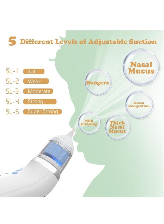 Electric LCD Display 5 Speed Adjustable Baby Nasal Aspirator, Ultra-Quiet Nose Cleaner, Silicone Auctioneers, Snot Cleaner with 3 Tips, Music, Light, Auctioneers Storage
