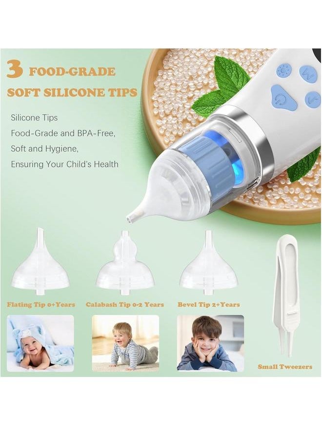 Electric LCD Display 5 Speed Adjustable Baby Nasal Aspirator, Ultra-Quiet Nose Cleaner, Silicone Auctioneers, Snot Cleaner with 3 Tips, Music, Light, Auctioneers Storage