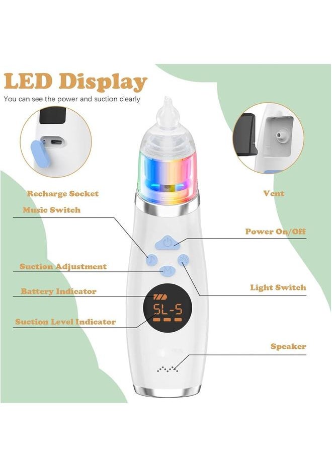 Electric LCD Display 5 Speed Adjustable Baby Nasal Aspirator, Ultra-Quiet Nose Cleaner, Silicone Auctioneers, Snot Cleaner with 3 Tips, Music, Light, Auctioneers Storage