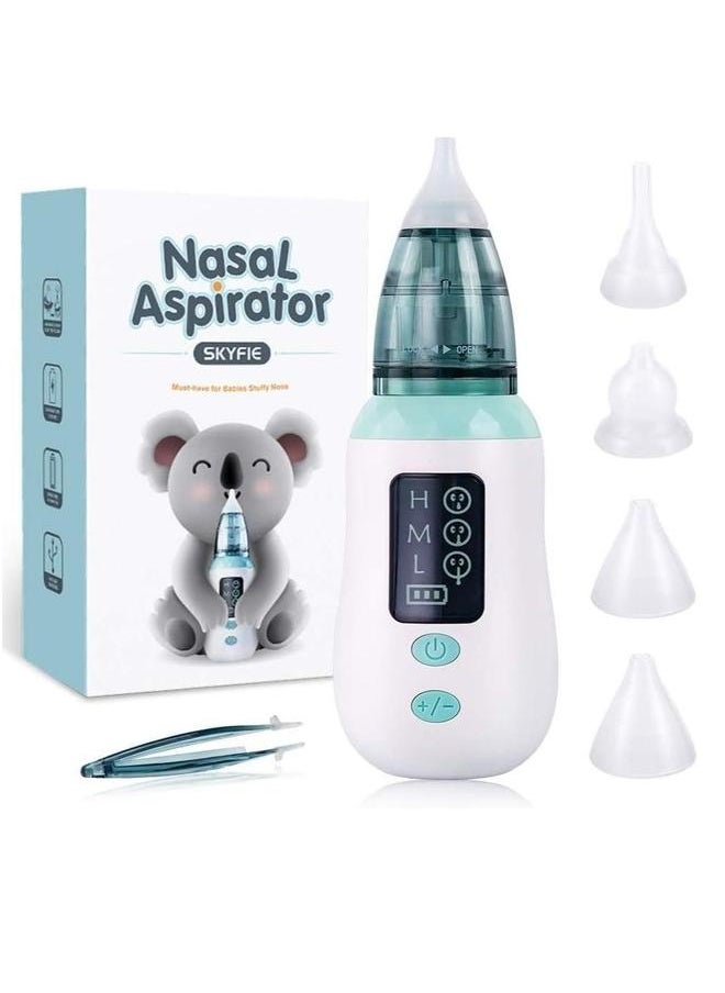 Baby Nasal Aspirator, Portable Electric Aspirator with 3 Suction Levels and 4 Reusable Nozzle Tips, Waterproof, USB Charging, for Newborns Toddlers