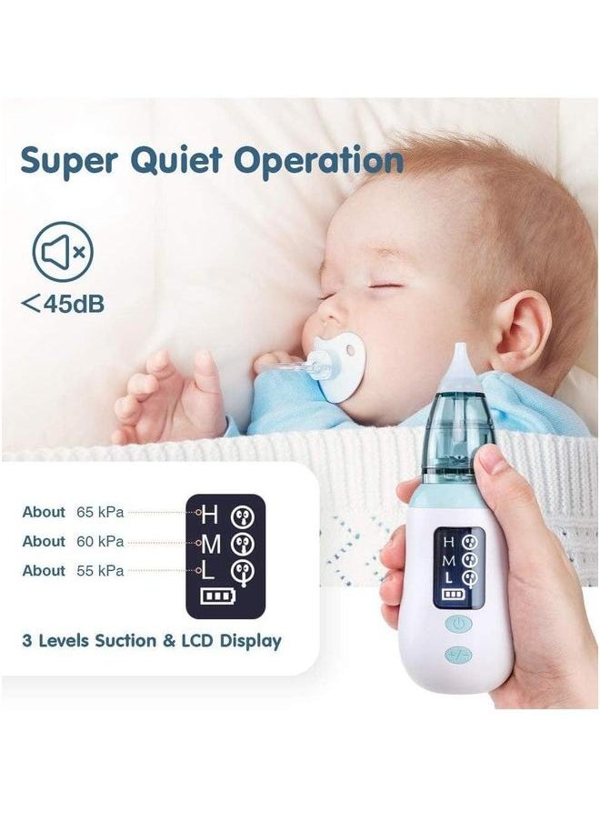 Baby Nasal Aspirator, Portable Electric Aspirator with 3 Suction Levels and 4 Reusable Nozzle Tips, Waterproof, USB Charging, for Newborns Toddlers