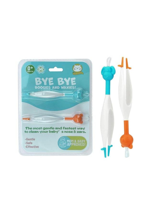 Baby Nose and Ear Cleaner, Soft Flexible Rubber Nasal Booger Picker for Newborns Infants, Dual Earwax Snot Removal Tools, Essential Care Products