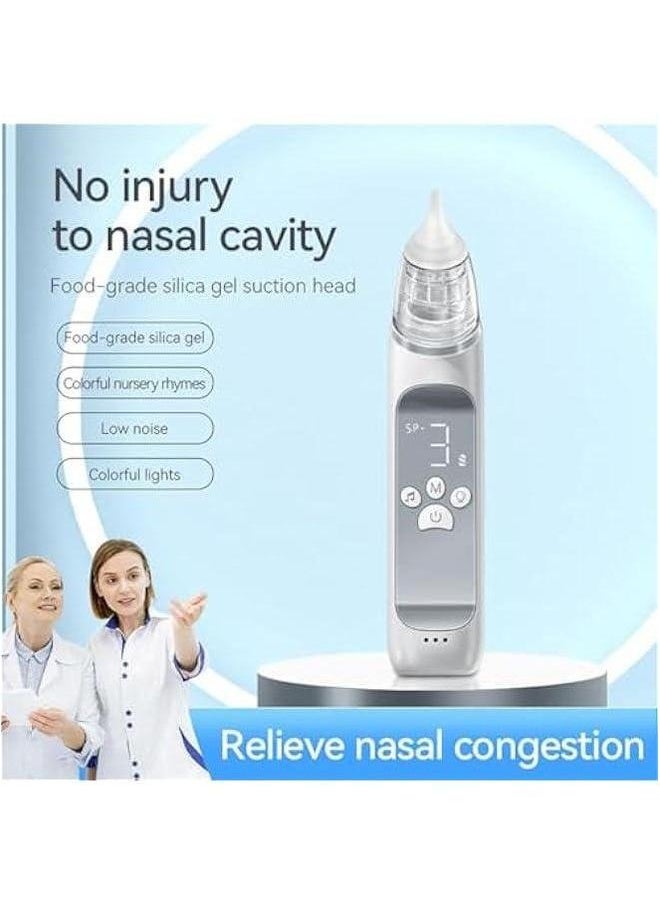 Baby Nasal Aspirator, Electric Nose Cleaner, 3 Different Suction Nozzles, with Music Soothing Function, USB Rechargeable, Deeply Cleaner The Booger / Mucus Snot