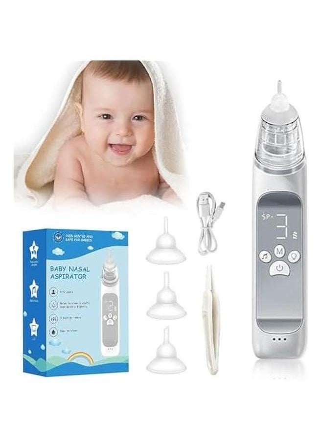 Baby Nasal Aspirator, Electric Nose Cleaner, 3 Different Suction Nozzles, with Music Soothing Function, USB Rechargeable, Deeply Cleaner The Booger / Mucus Snot