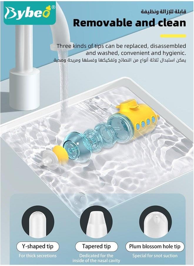 Baby Electric Nasal Aspirator, Nose Sucker for Newborns with Adjustable Suction Mode, Rechargeable Waterproof Baby, Automatic Cleaner 3 Replaceable Silicone Tips