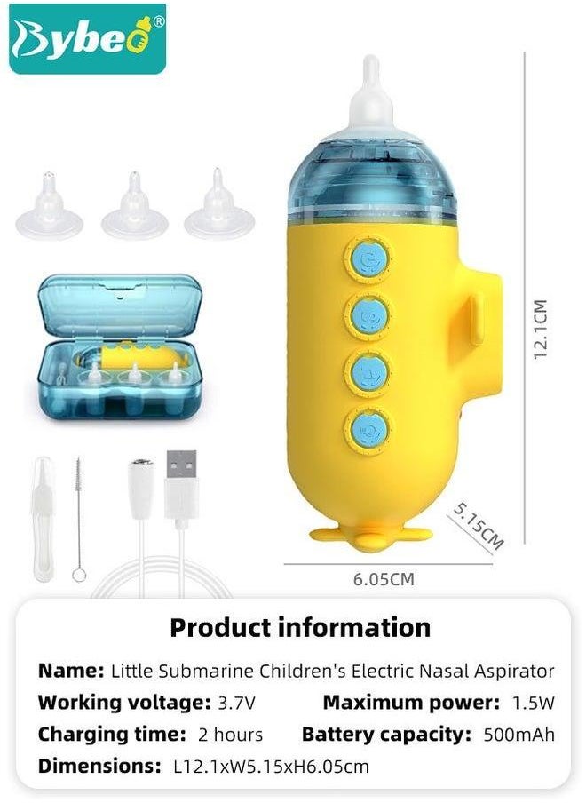 Baby Electric Nasal Aspirator, Nose Sucker for Newborns with Adjustable Suction Mode, Rechargeable Waterproof Baby, Automatic Cleaner 3 Replaceable Silicone Tips