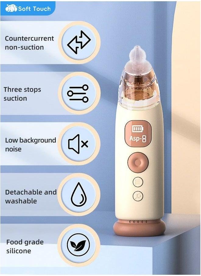 Baby Nose Cleaner Toddler Electric Nasal Aspirator Sucker Pro with 3 Soft Silicone Tips Adjustable Suction for Built-in Music & Light Soothing