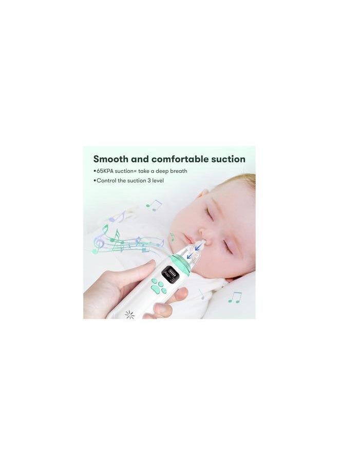 Electric Nose Sucker, Nasal Aspirator Baby, Rechargeable Cleaner with 3 Suction Levels and Silicone Nozzles Anti-Backflow, Baby Unblocker Built-in Music for Newborns, Toddlers