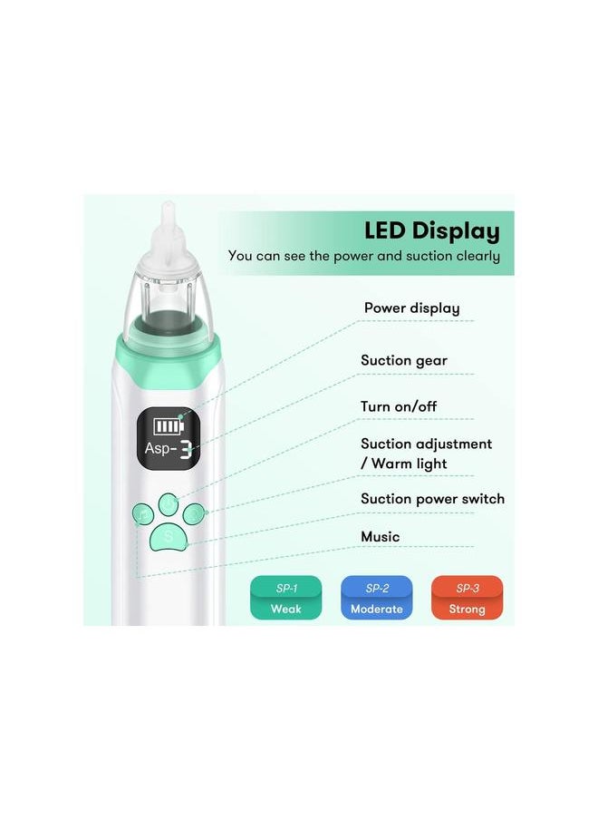 Electric Nose Sucker, Nasal Aspirator Baby, Rechargeable Cleaner with 3 Suction Levels and Silicone Nozzles Anti-Backflow, Baby Unblocker Built-in Music for Newborns, Toddlers