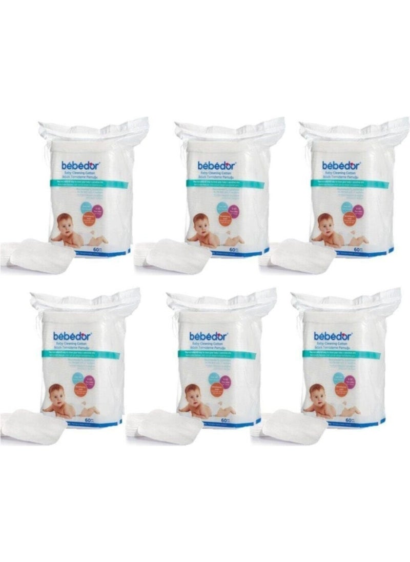 Baby Cleaning Cotton 60 Pcs 6 Pieces