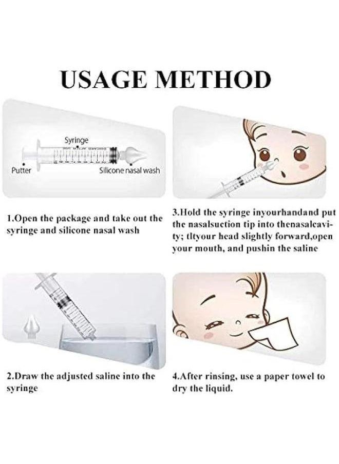 4Pcs Baby Nasal Aspirator, Irrigator Syringe for Baby, 10ml Irrigator, Silicone Suction Tip, Reusable Safe Nose Cleaner