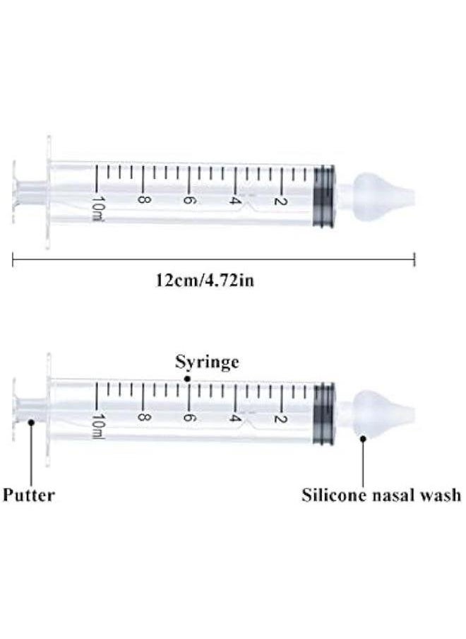 4Pcs Baby Nasal Aspirator, Irrigator Syringe for Baby, 10ml Irrigator, Silicone Suction Tip, Reusable Safe Nose Cleaner