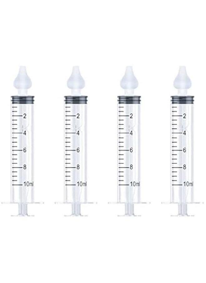 4Pcs Baby Nasal Aspirator, Irrigator Syringe for Baby, 10ml Irrigator, Silicone Suction Tip, Reusable Safe Nose Cleaner