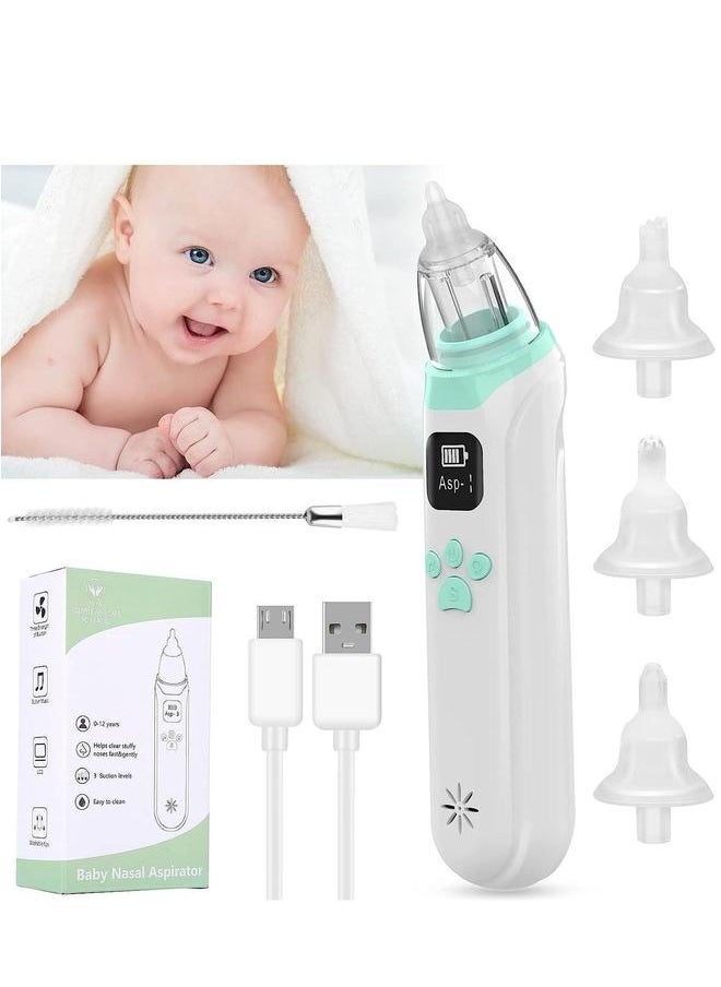 Baby Nasal Aspirator, Nose Sucker Electric Cleaner, with 3 Suction Levels and Sizes Silicone Tips Music Soothing Function, Rechargeable