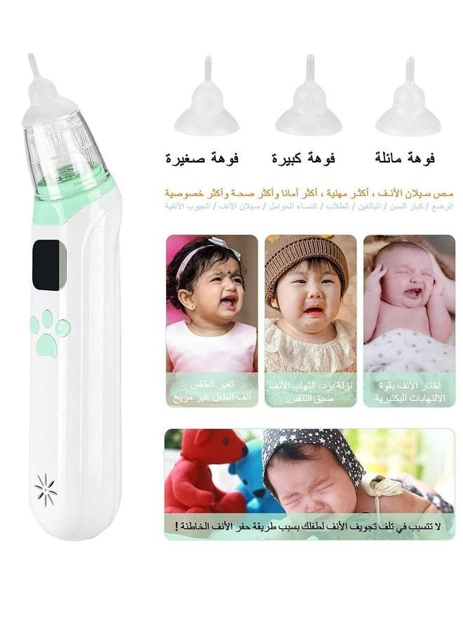 Baby Nasal Aspirator, Nose Sucker Electric Cleaner, with 3 Suction Levels and Sizes Silicone Tips Music Soothing Function, Rechargeable