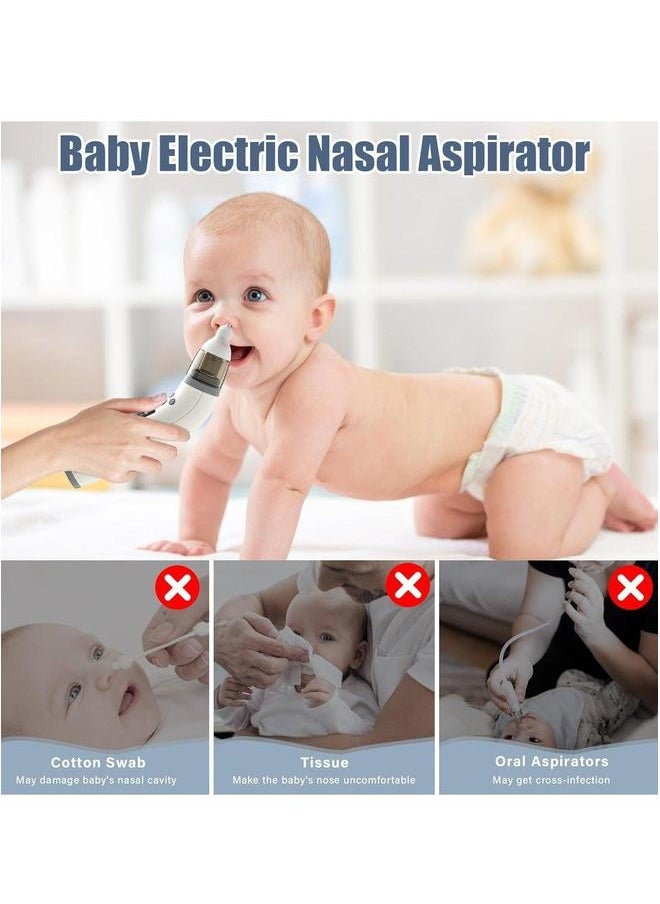Electric Nasal Aspirator, Baby Cleaning with 3 Suction Levels and 2 Silicone Nozzles, Soft Music for Newborns Toddlers