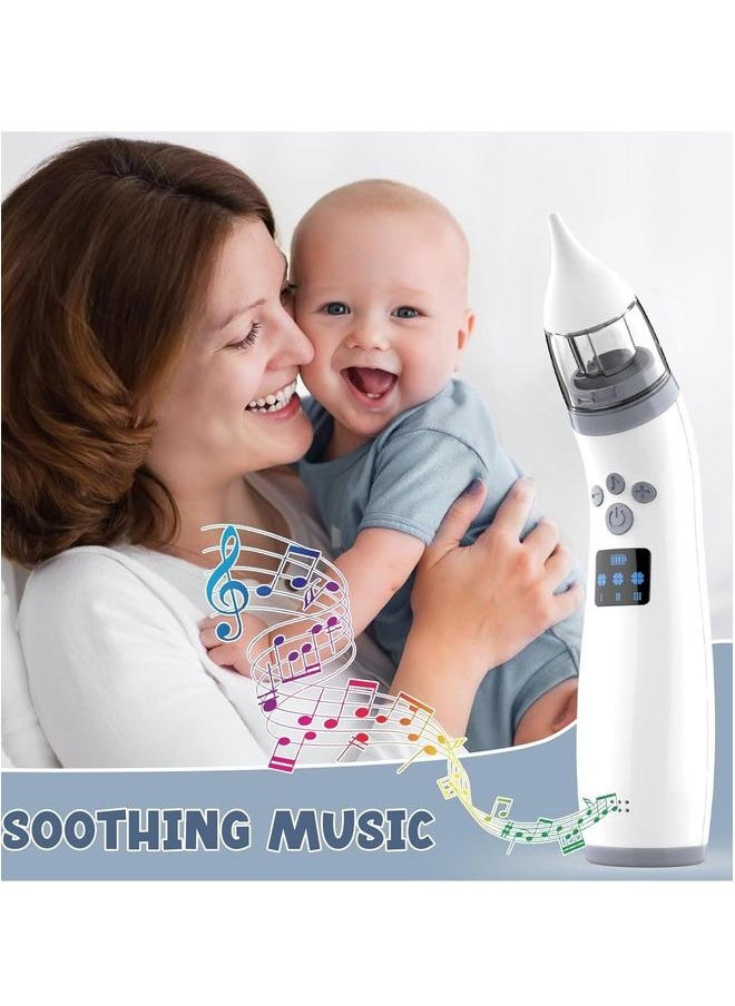 Electric Nasal Aspirator, Baby Cleaning with 3 Suction Levels and 2 Silicone Nozzles, Soft Music for Newborns Toddlers