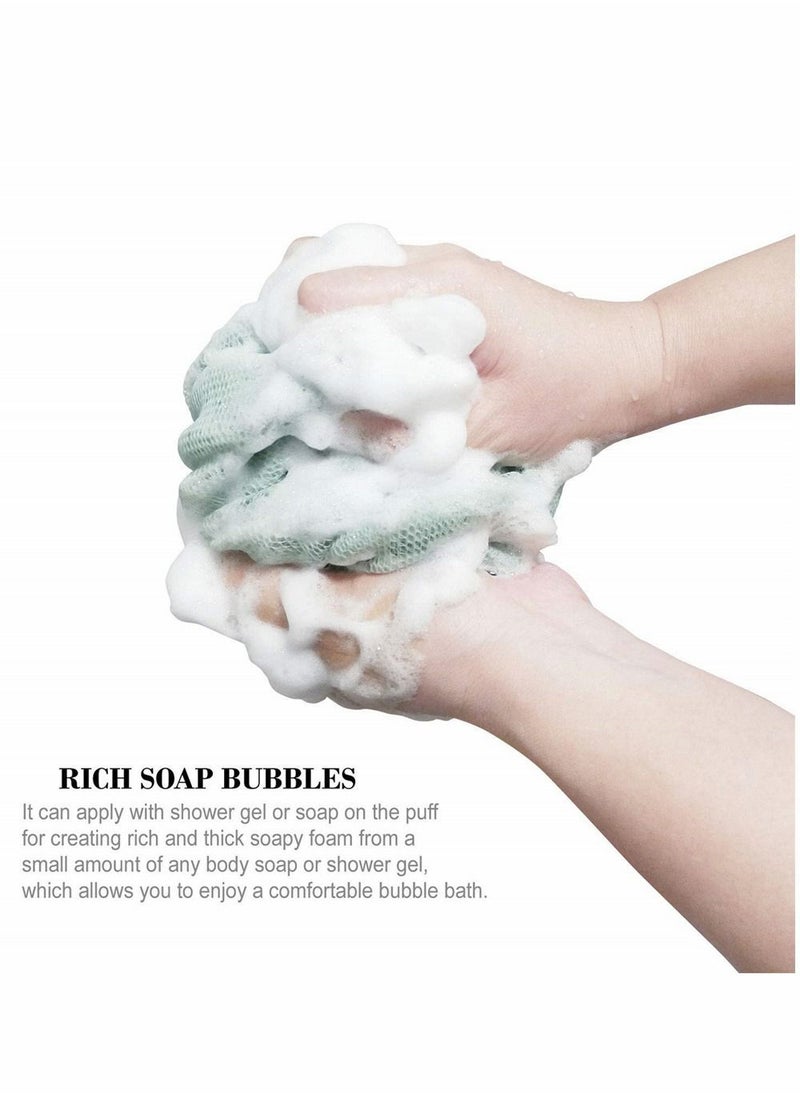 Back Scrubber, 2 Packs Long Stretch Sponge with Rope Handles, Bath Shower Mesh Exfoliating Body Scrub Braided Loofah, for Men and Women (Grey Pink)