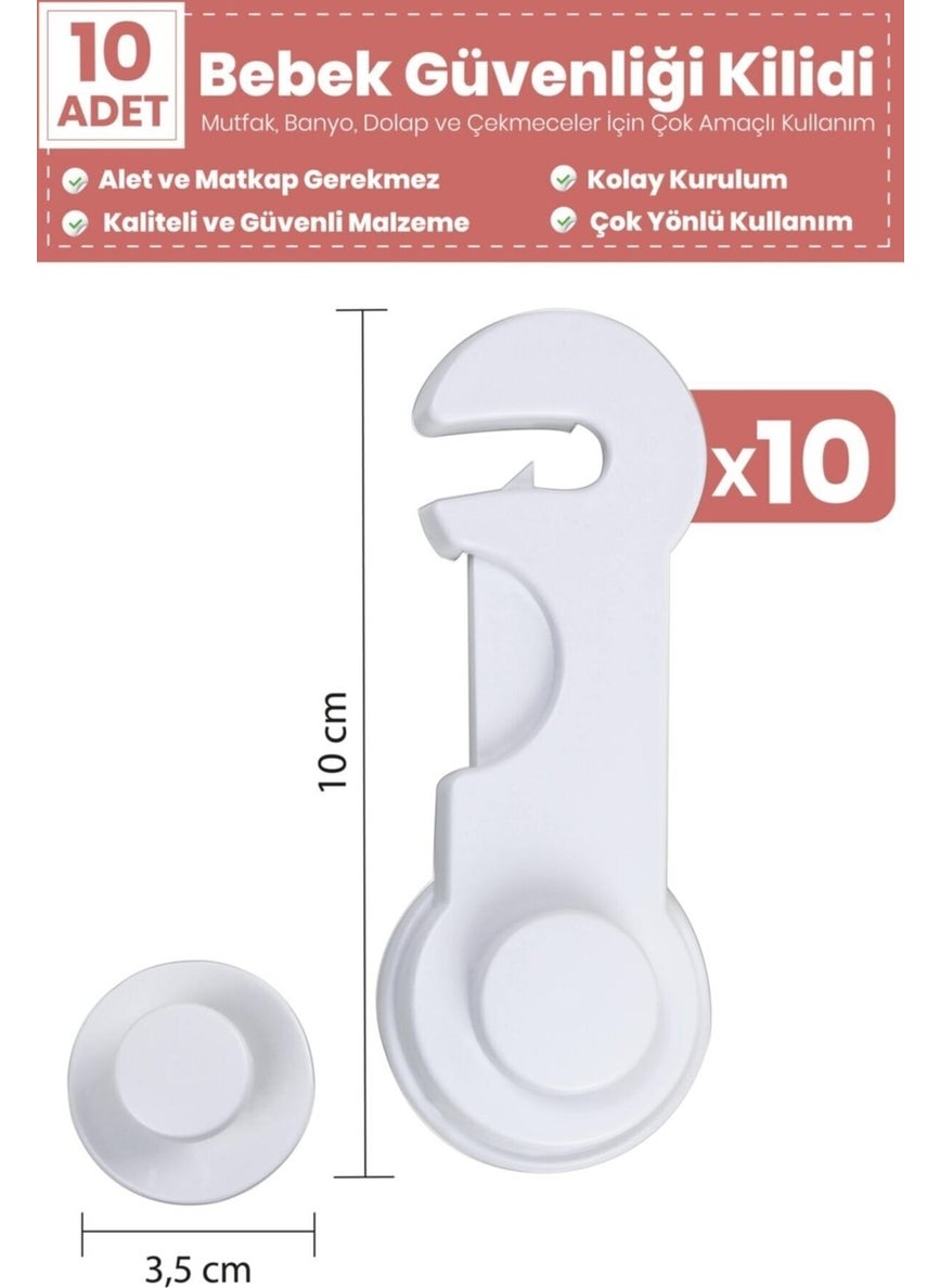 18-Piece Child Safety Lock Set 10 Cabinet Door Locks 4 Corner Locks 4 Corner Protectors (Glass-Shelf)