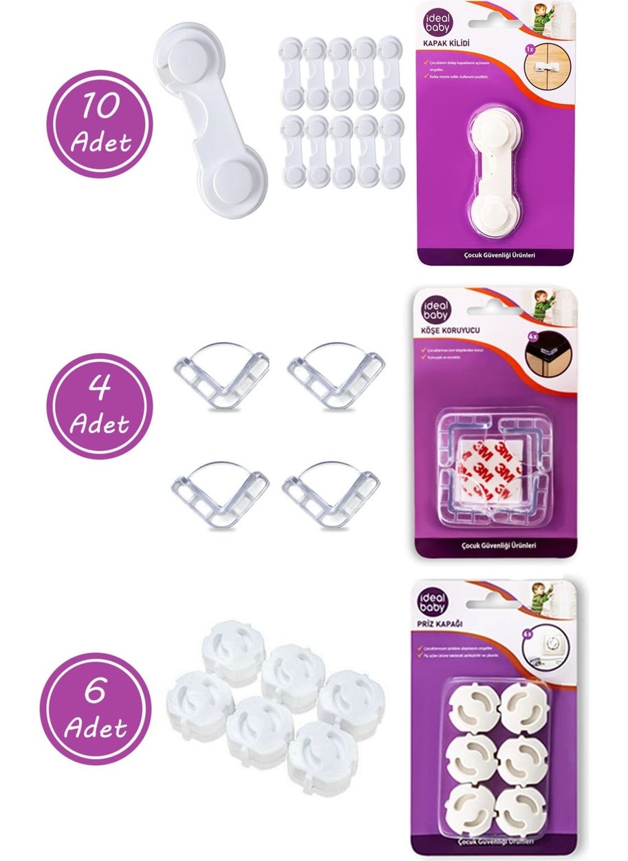 20-Piece Child Safety Security Set 10 Cabinet Locks 4 Corner Protective Locks 6 Socket Covers