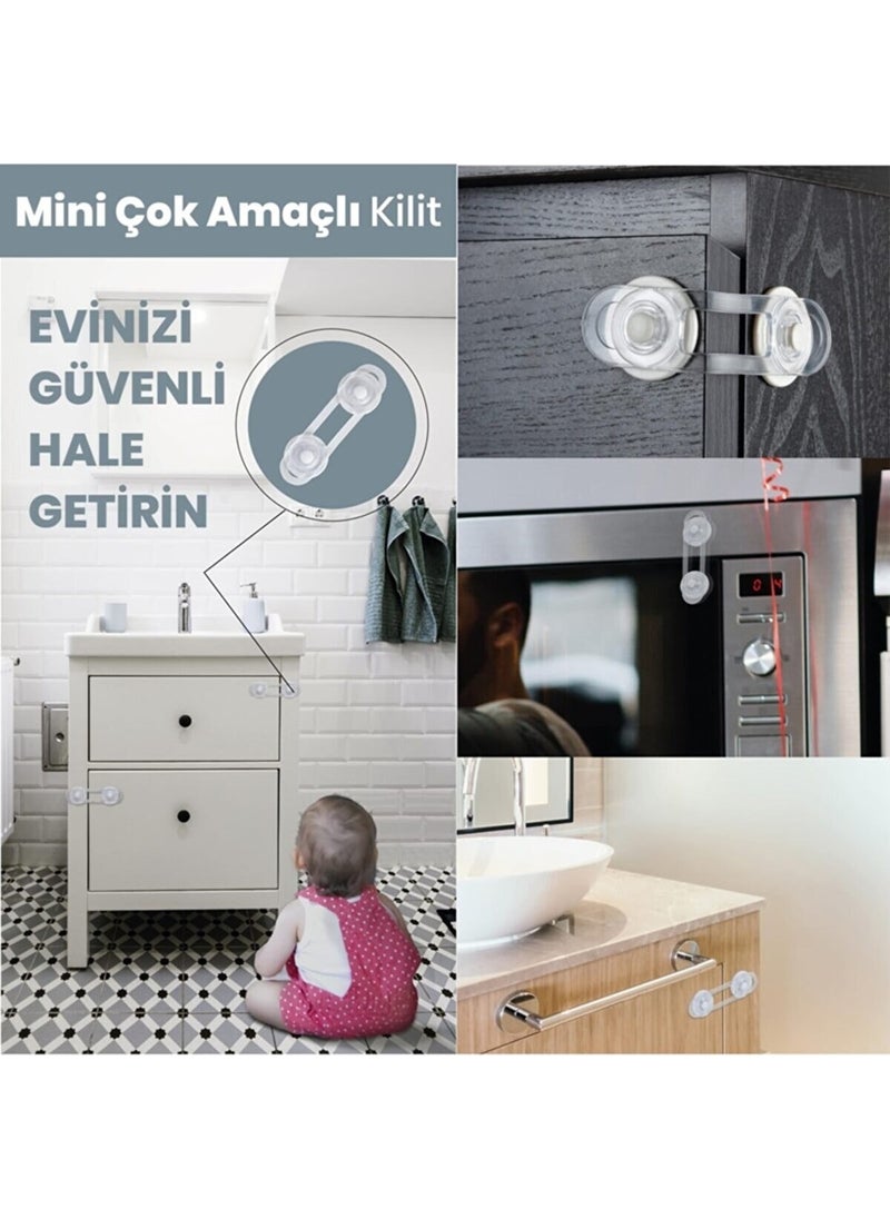20-Piece Child Safety Safety Set 10 Cabinet Drawer Locks 4 Corner Locks 4 Corner Protectors (Glass-Shelf)