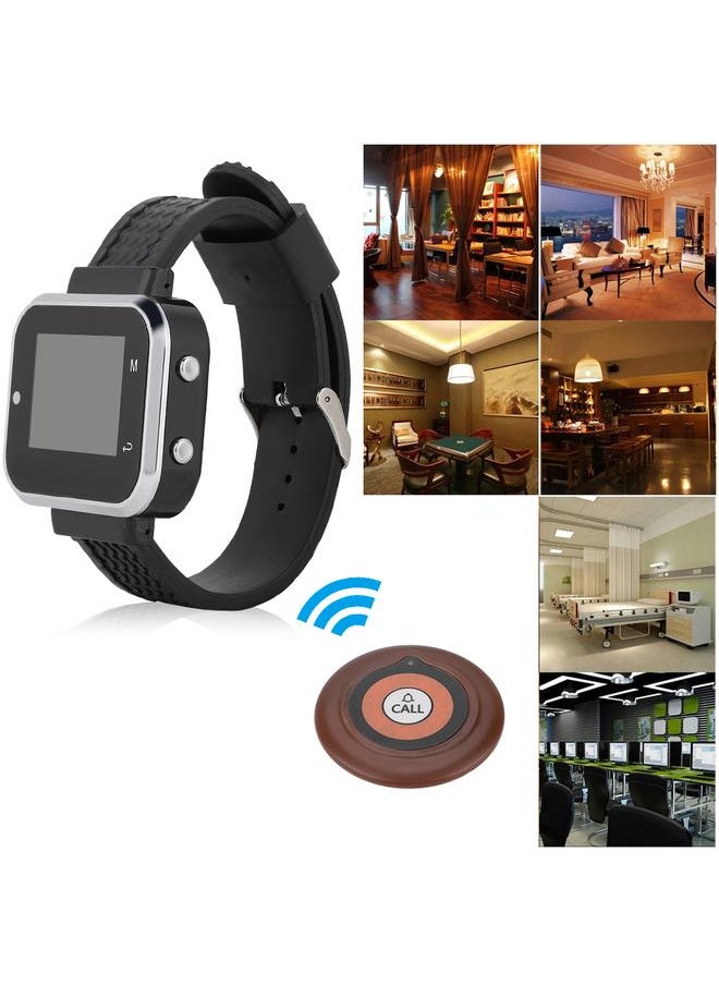 Wireless Caregiver Pager Set Hotel Paging System Smart Call Button 1 Wristwatch 10 Buttons