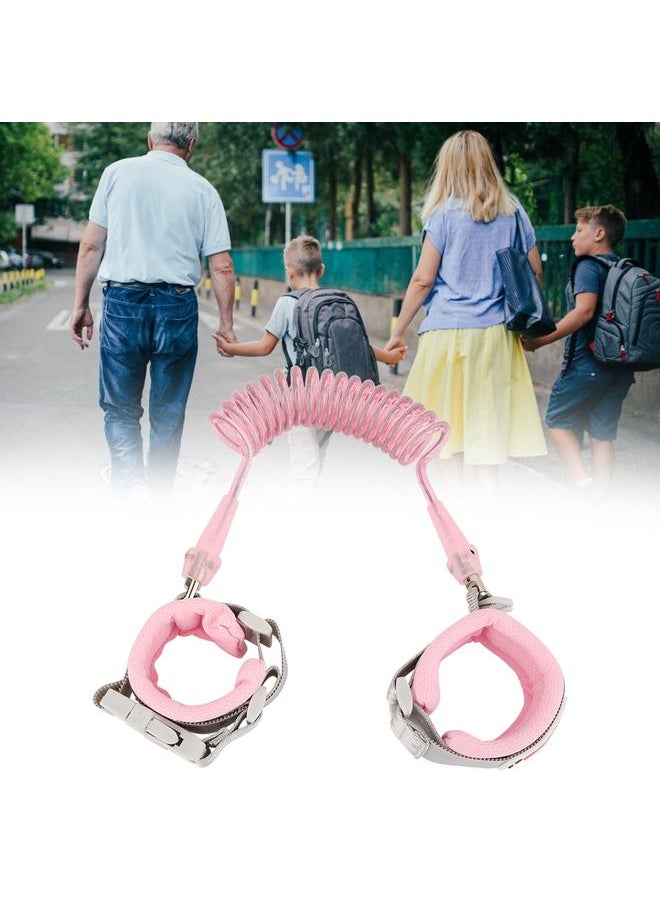 MAMBABOBY 1.5M Baby Kids Anti Lost Wrist Leash with Safety Key Lock Toddler Harness (Pink)