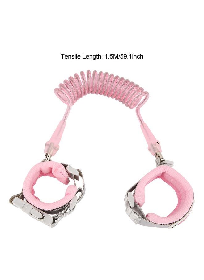 MAMBABOBY 1.5M Baby Kids Anti Lost Wrist Leash with Safety Key Lock Toddler Harness (Pink)
