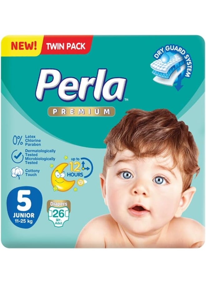 Baby Premium Diapers - Twin Pack: Size 5, Junior (11 to 25kg), 26 diapers