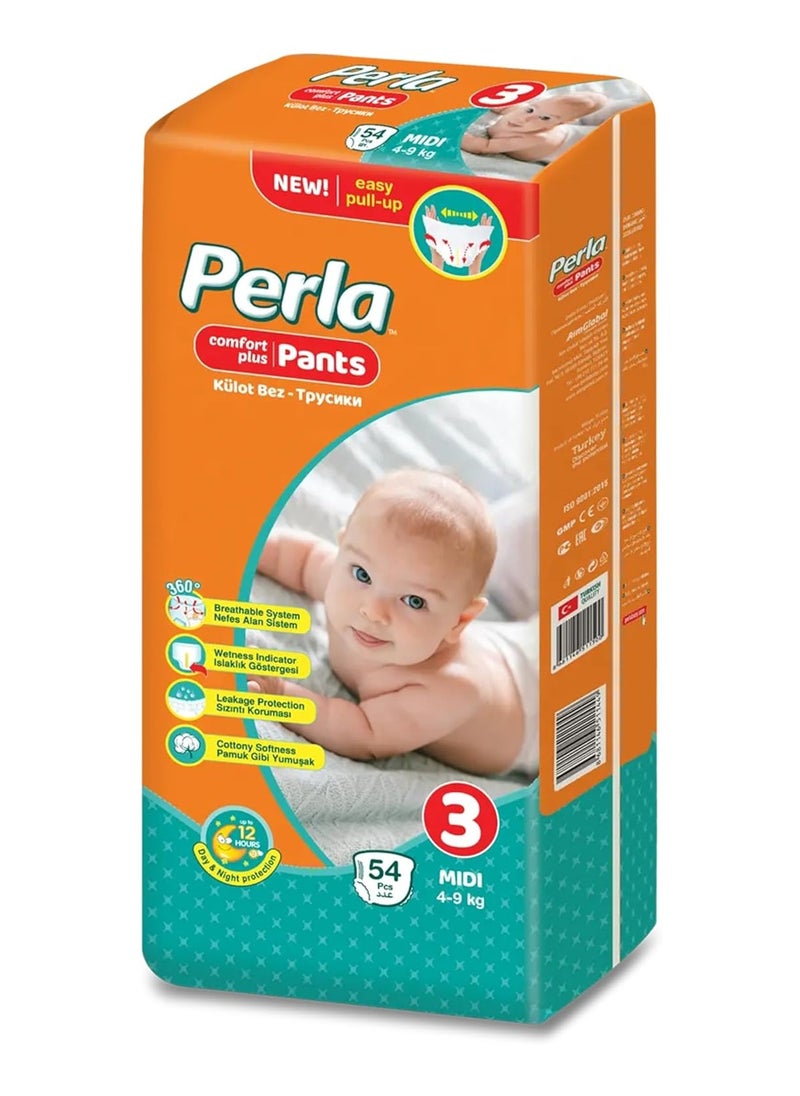 Comfort Plus Diapers - Pants: Size 3, Midi (4 to 9kg), 54 diapers