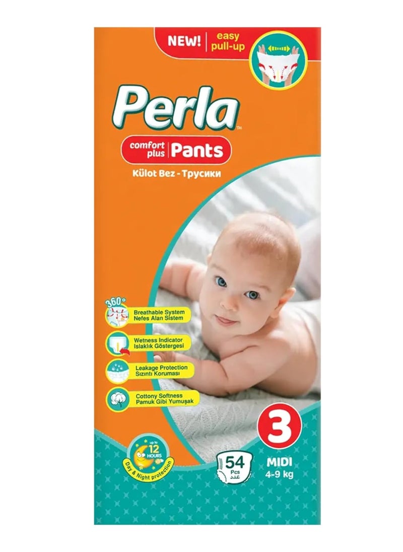 Comfort Plus Diapers - Pants: Size 3, Midi (4 to 9kg), 54 diapers