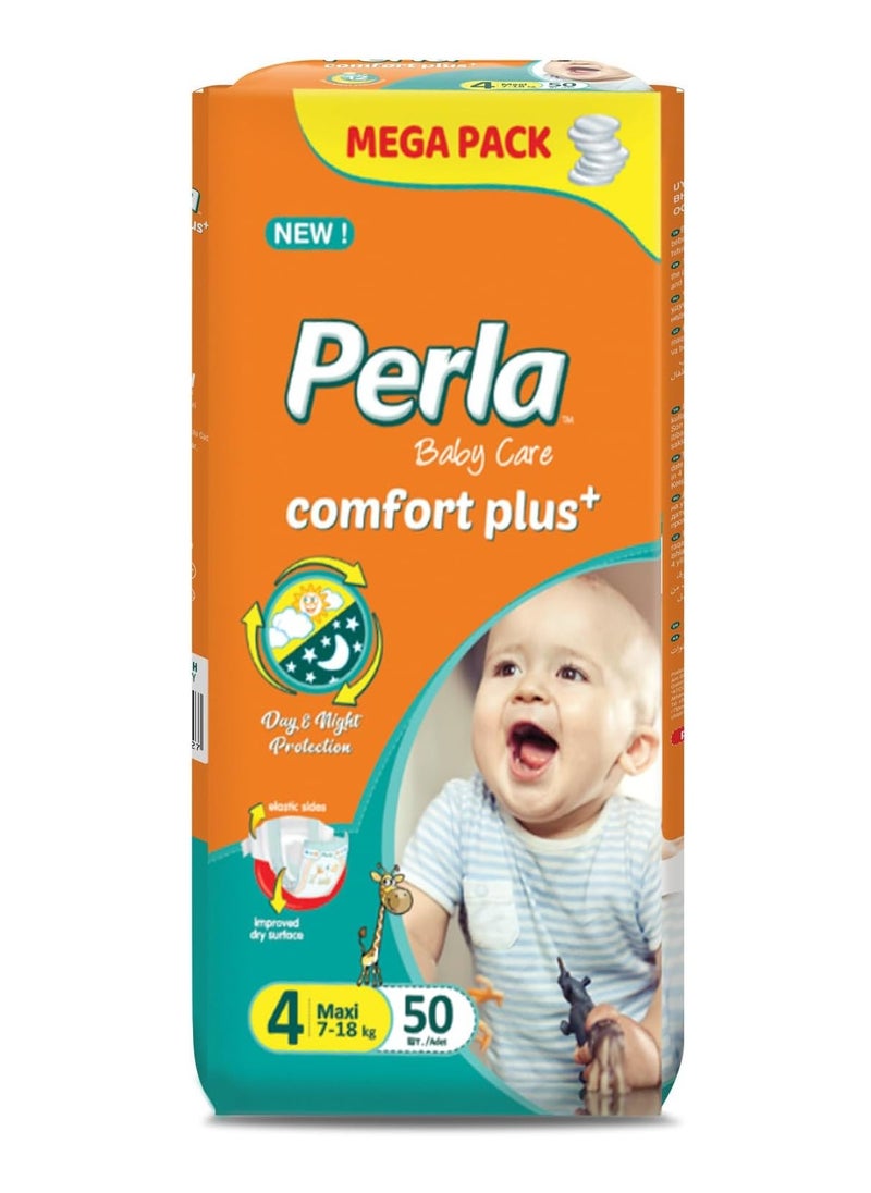 Comfort Plus+ Diapers - Mega Pack: Size 4, Maxi (7 to 18kg), 50 diapers