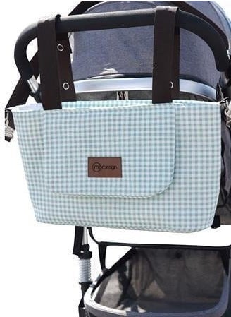 Baby Stroller Organizer Bag, Shoulder Strap, Mother Baby Care Bag, Waterproof, Gingham Series