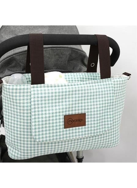 Baby Stroller Organizer Bag, Shoulder Strap, Mother Baby Care Bag, Waterproof, Gingham Series