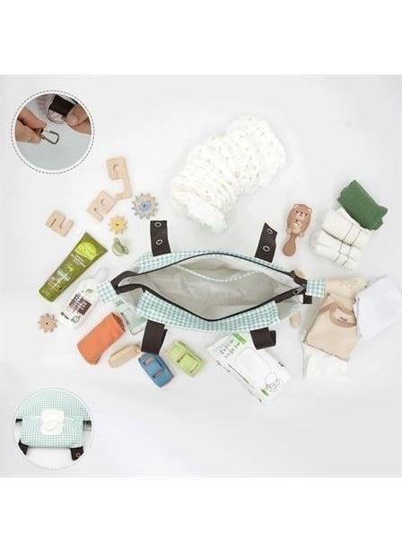 Baby Stroller Organizer Bag, Shoulder Strap, Mother Baby Care Bag, Waterproof, Gingham Series