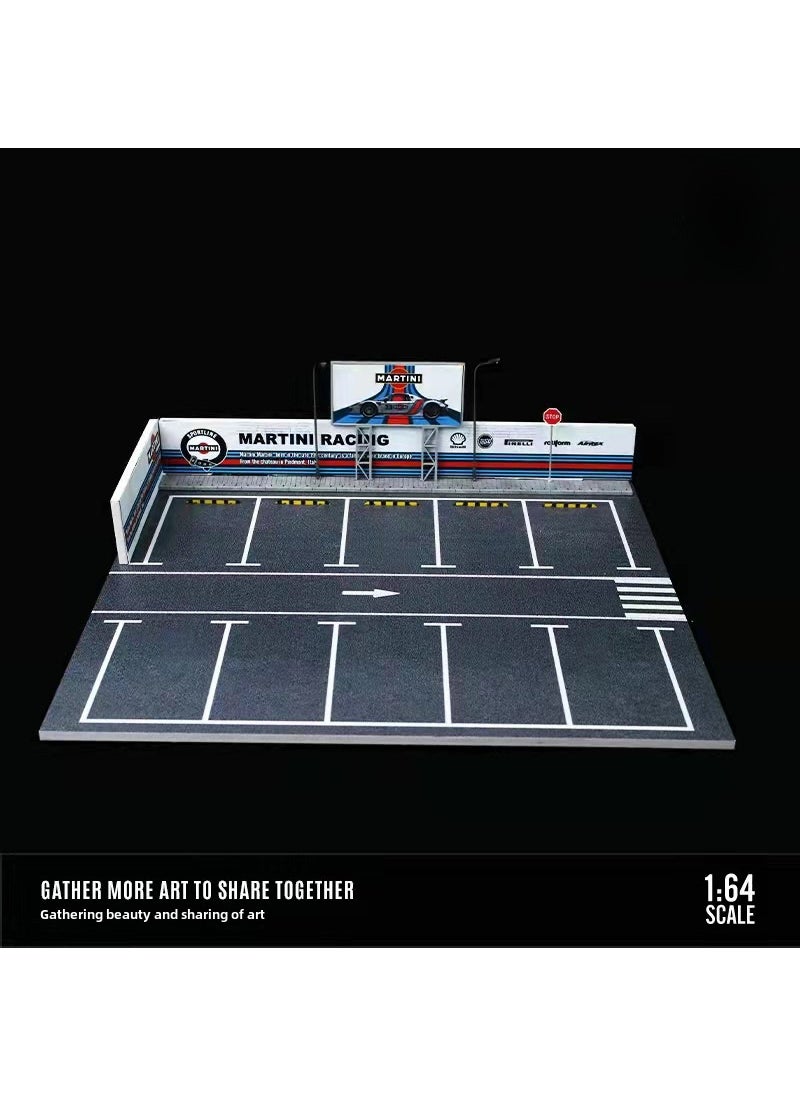 1:64 Scale Alloy Car Model Display with Lights for Collectors 1:64 Matani outdoor parking lot lighting scene
