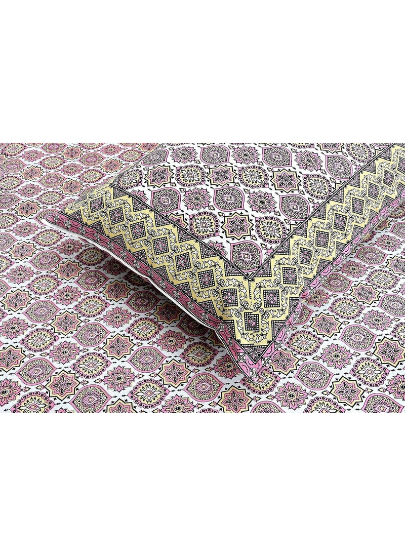 EasyGoods 240 TC Cotton Bedsheet for Double Bed Yellow MandlaEthnic33 Bedsheet King Size Bed CottonKing Size BedsheetDouble Bedsheet with 2 Pillow Covers 90x108 InchHandcrafted Bed Sheets