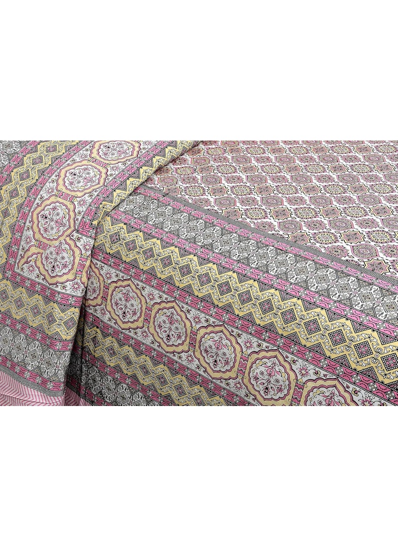 EasyGoods 240 TC Cotton Bedsheet for Double Bed Yellow MandlaEthnic33 Bedsheet King Size Bed CottonKing Size BedsheetDouble Bedsheet with 2 Pillow Covers 90x108 InchHandcrafted Bed Sheets