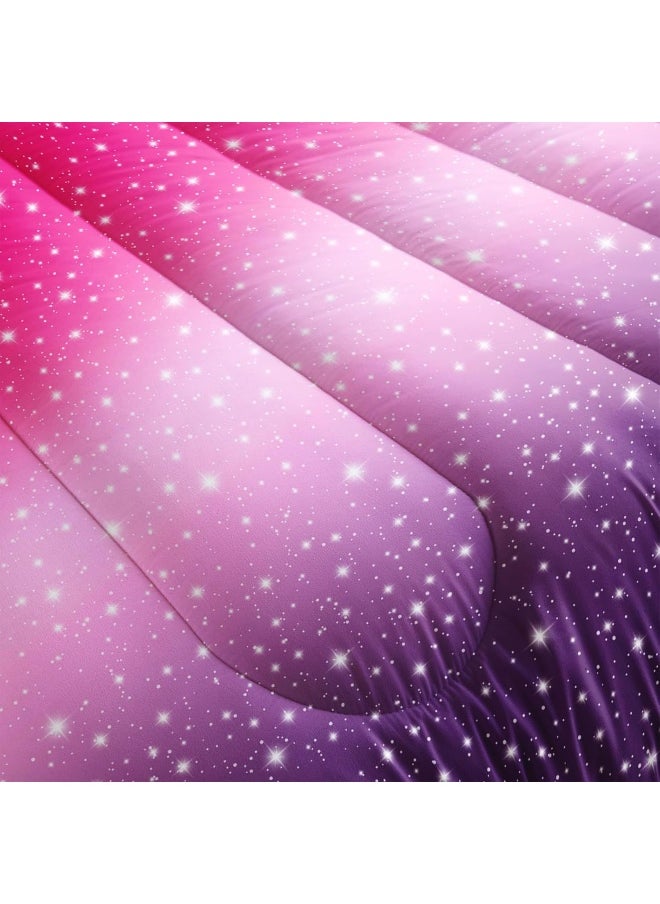 Nttopship3D Colorful Comforter Sets, Bedding Sets Full Size for Kids, Pink Purple Gradient Comforter Sets All Season 1 Comforter and 2 Pillowcases