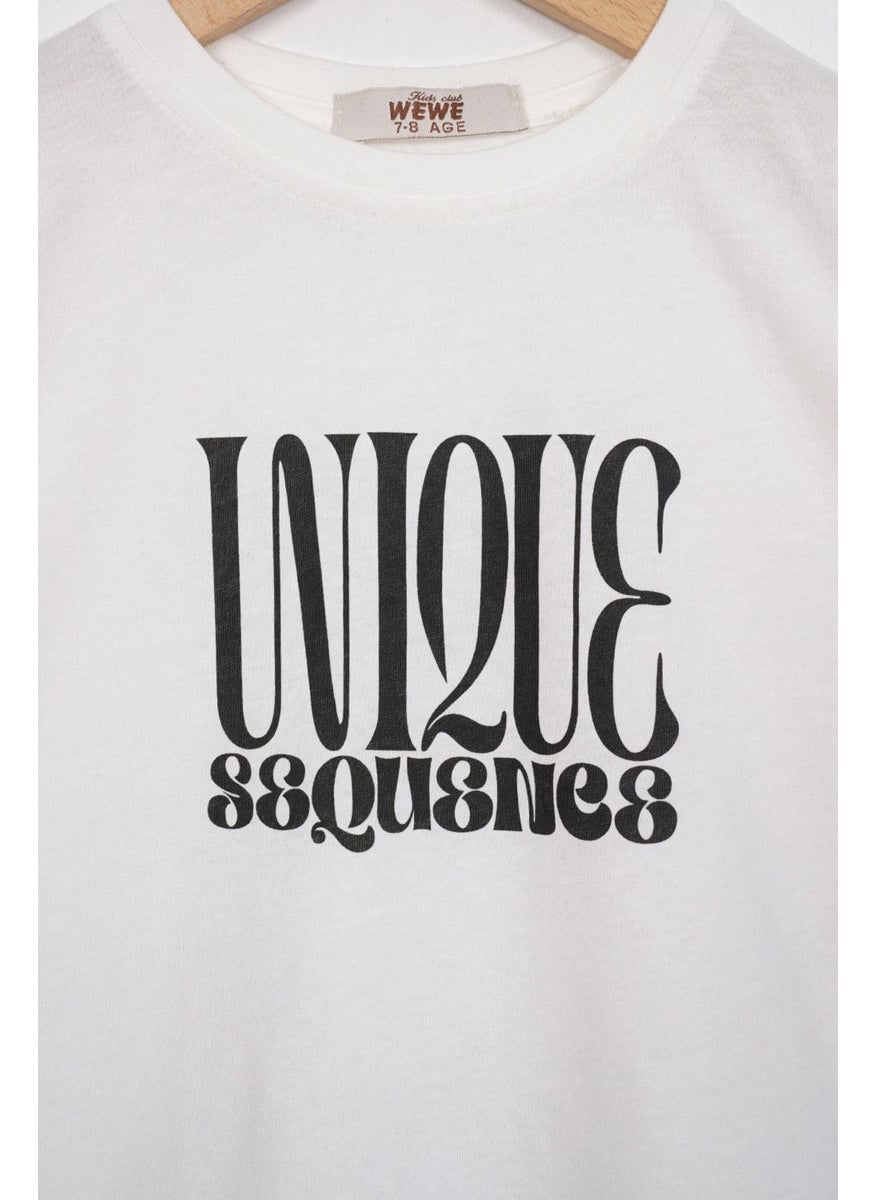 Text Printed Ecru Color Boy Shorts Set