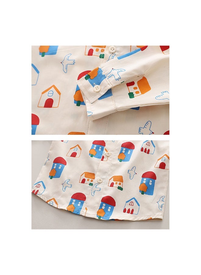 3pcs Yellow Village Theme CardiganShirt and matching Pants set for Toddlers and Kidswinter and all season wear