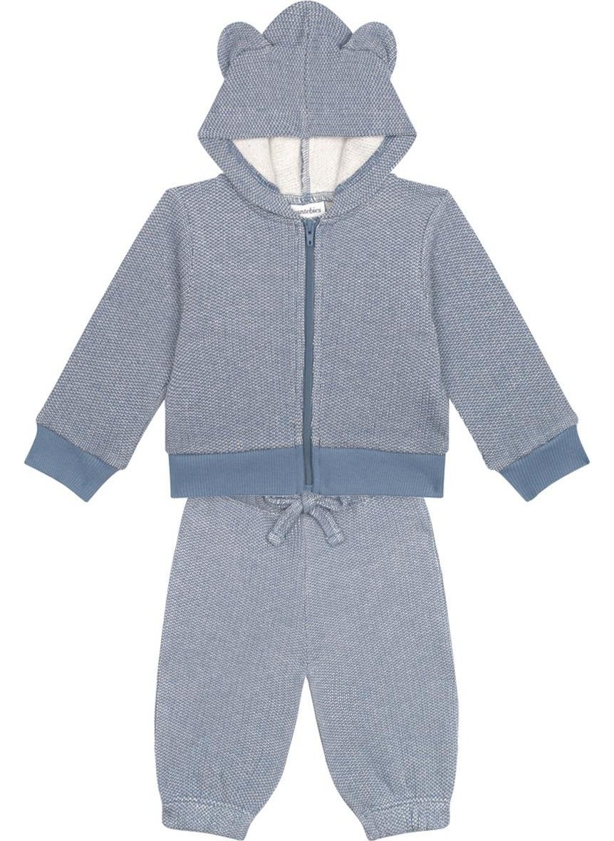 Blue Futter Bear Ears Sweatshirt Pants Set