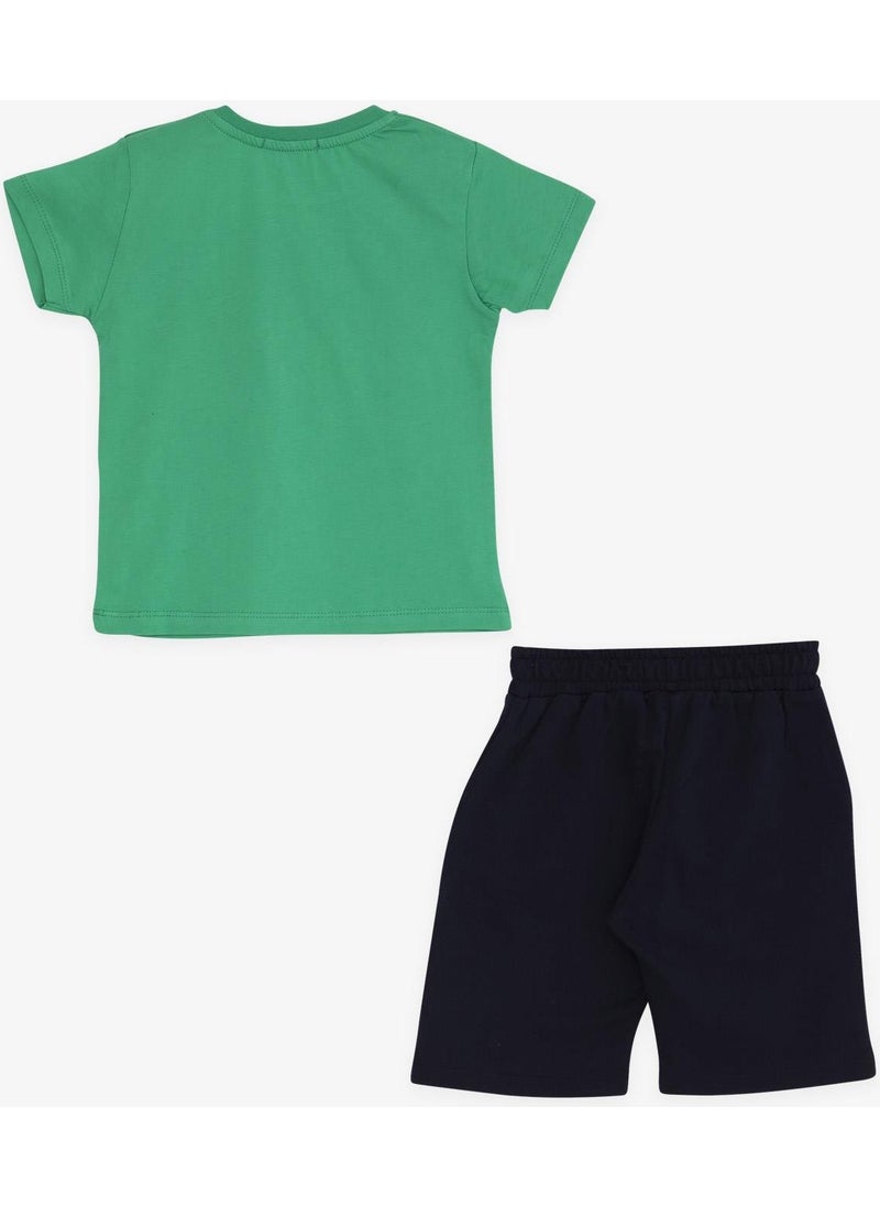 Girls & Boys Boy Shorts Set Antique Car Themed 1.5-5 Years, Green
