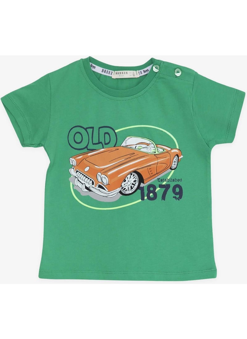Girls & Boys Boy Shorts Set Antique Car Themed 1.5-5 Years, Green