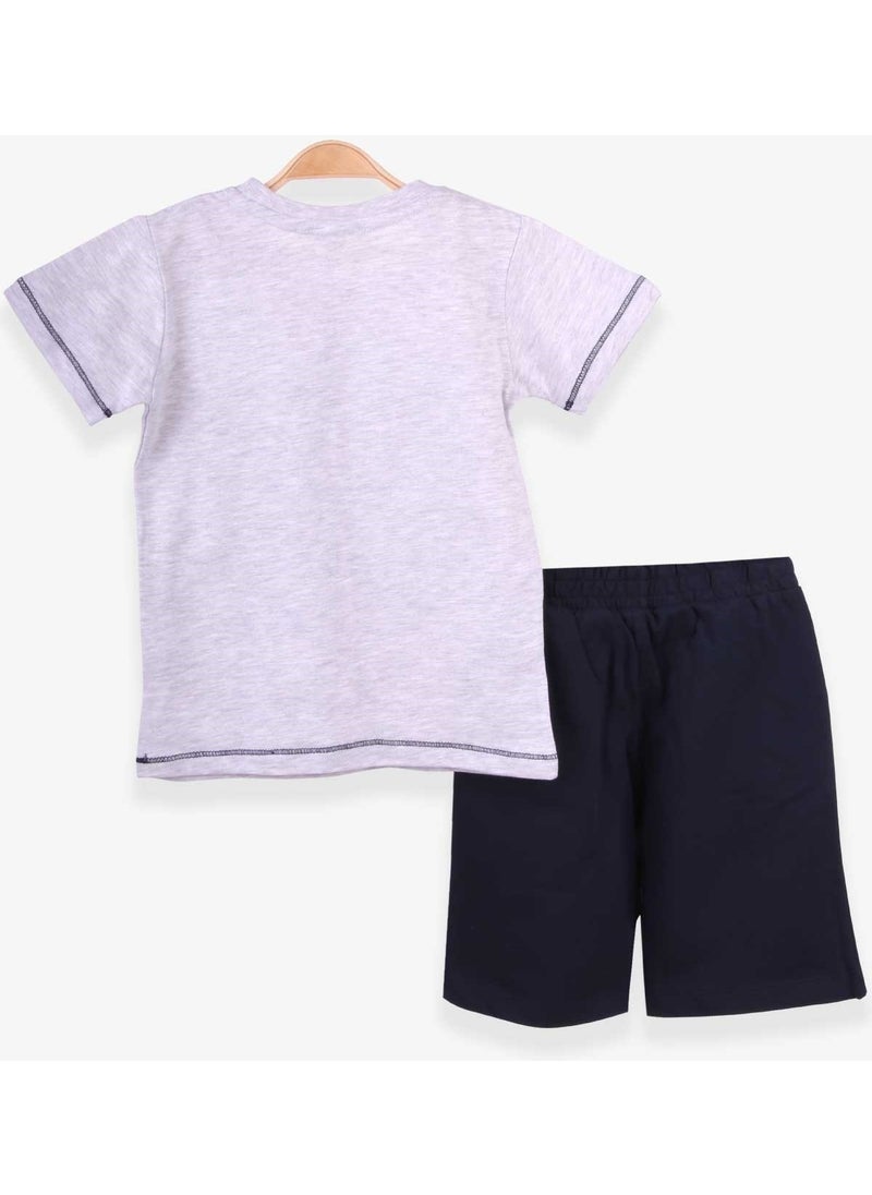 Boys Shorts Set Cute Puppy Light Gray Melange (1-4 Years)